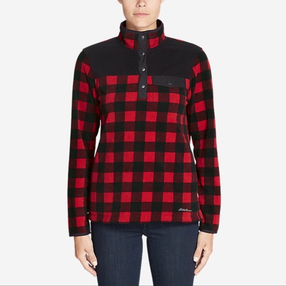 Eddie Bauer Buffalo Check 1/4 Snap Fleece